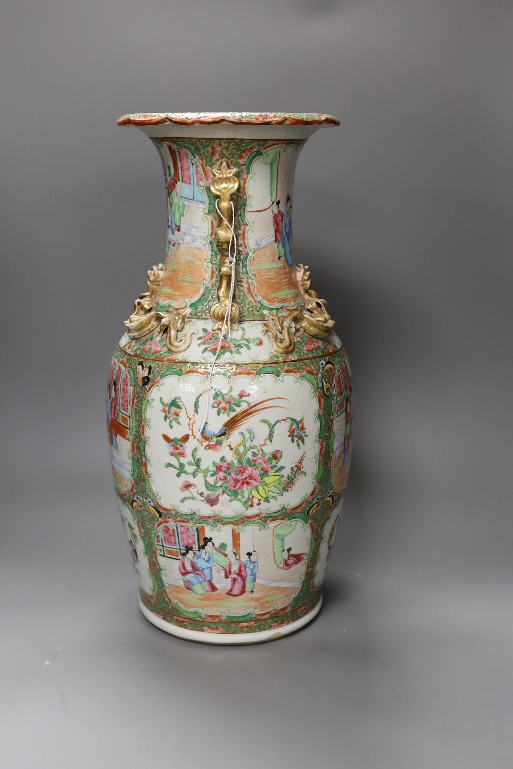 A 19th century Chinese Cantonese famille rose baluster vase, 44cm tall